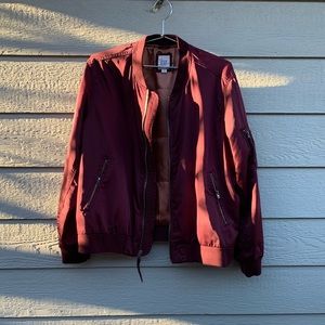GAP’s Moroon bomber jacket.